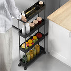 SPACELEAD Slim Storage Cart 4 Tier,Bathroom Organizer Rolling Utility,Mobile Shelving Unit Slide Out for Office, Kitchen, Laundry Room & Narrow Places,Black - color: Black