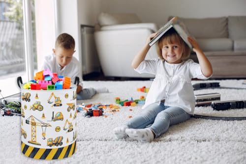 ESSME Kids Laundry Basket,Car Hamper Collapsible Canvas Waterproof Storage Bin for Boys, Nursery Hamper,Gift Baskets,toy bins(Engineering vehicle) - color: Engineering vehicle