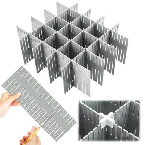 Blosssound 15 Pcs 5.12 Tall Drawer Divider Adjustable Drawer Organizer DIY Ultra Deep Storage Organizer Separator with Fixed Buckle for Underwear Socks Dormitory Office Kitchen Bedroom(Grey) - color: Grey
