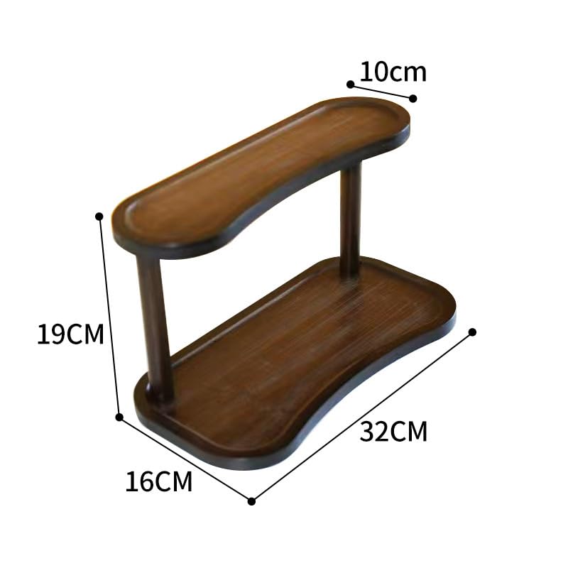 Bamboo Desktop Organizer Shelf – 2-Tier Wooden Storage Rack (12.5” x 6.5” x 7.5”) for Perfume, Makeup, Coffee Mugs – Natural Bamboo Display Stand for Vanity, Bathroom, Office