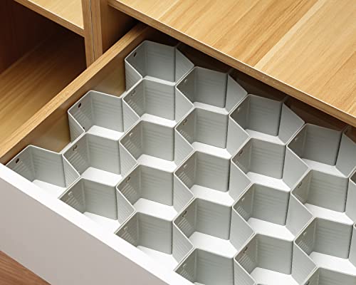 Honeycomb Separator Adjustable Drawer Organizer Divider for Underwear Belt-Scarf Socks Organizer (Grey) - color: Grey