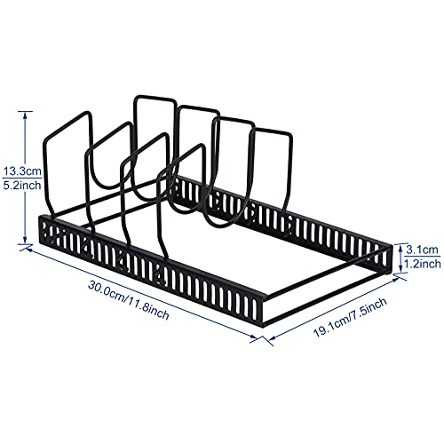 Toplife Pot Lids Organizer Rack for Cabinet and Countertop, 7+ Pan Lids and Bakeware Organizer Rack Holder with 7 Adjustable Compartments - Black - color: Black, size: Pot Lid Organizer