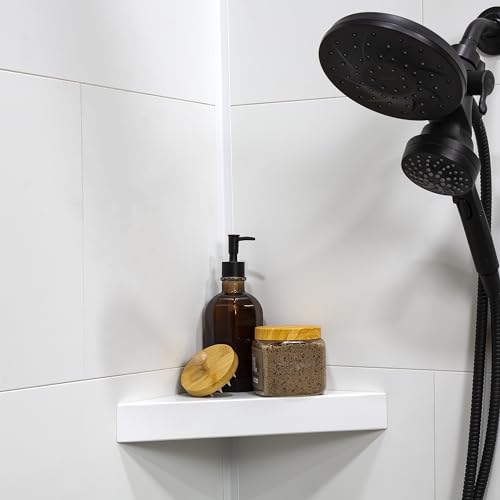 Palisade Vinyl Waterproof Corner Shower Shelf in Dusty Pearl - color: Dusty Pearl