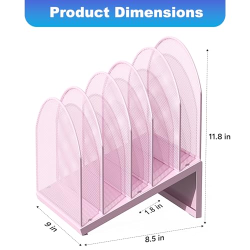 gianotter Desktop File Organizer, Desk Organizer with 5 Compartments, Paper Organizer for Desk, Workspace Organizers for Office Supplies (Pink, Inclined Style) - color: Pink, size: Inclined Style
