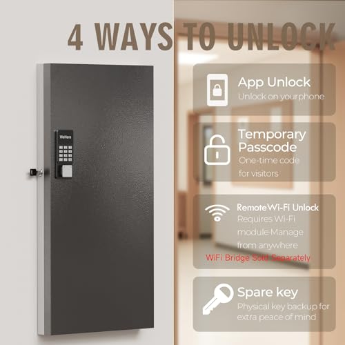 WeHere 120-Key Smart Key Lock Box Wall Mount – Commercial Key Cabinet with App, Keypad, Bluetooth & WiFi Unlock (Sold Separately), Access Log Tracking, Key Management for School, Property, Office - size: 120 keys(smart)