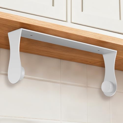 Paper Towel Holder Under Cabinet, White, Adhesive & Wall Mount, Under Counter Paper Towel Rack for Kitchen and Bathroom, Home and Kitchen Decor - color: White