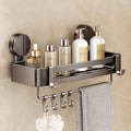 VOLPONE Shower Caddy Suction Cup, Corner Shower Shelves No Drilling, Showers Organizer Storage with Towel Bar & Removable Hooks, Bathroom Shower Shelf Rack for Inside Showers, Square - style: Square 1 Tier