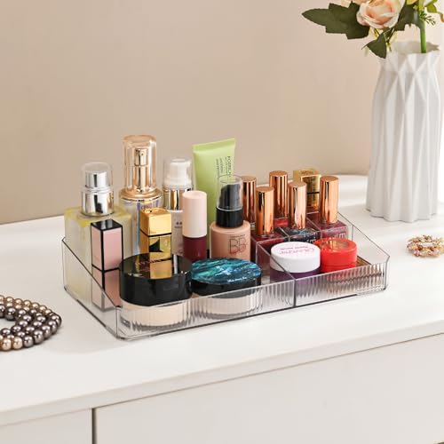 ZHIAI stackable storage drawers, acrylic storage rack, cosmetics and beauty products organizer, suitable for makeup room, bathroom, pantry, home bedroom storage - color: 1 storage top