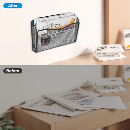 BOHDK Magnetic Wall File Holder 3-Pack - Mesh Organizer with Strong Magnets for Office, Home & School - Space Saving Black Document Organizer - size: Magnetic 3 Pack