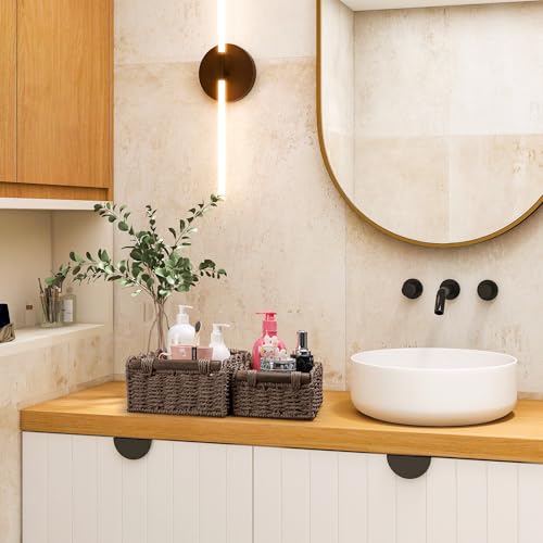 Storage Basket Wicker Baskets for Organizing Toilet Paper Storage Basket for Toilet Tank Top,Brown - color: Brown