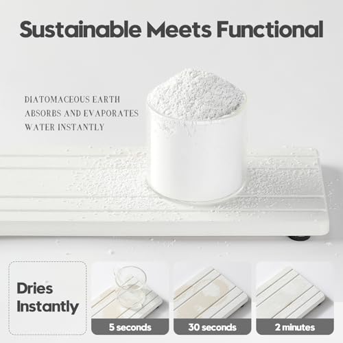 Razborci 2PCS Diatomite Quick Stone Drying Tray Mat for Bathroom & Kitchen Counter, Instant Dry Water Absorbent Drink Bar Coaster,Vanity Sink Caddy Organizer,Dish Soap Sponge Holder, White,9"x3.5" - color: 2pack-9"x 3.5" - White