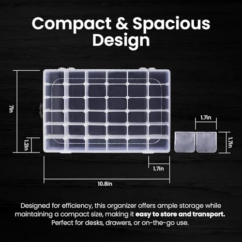 Budreu 8pack 36 Grids Plastic Clear Organizer Box bead Storage Containers with Adjustable Dividers for Craft Jewelry Fishing Tackles Parts Storage with 8 Sheets Label Stickers - color: 8
