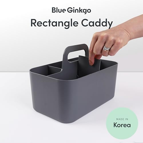 BLUE GINKGO Stackable Organizer Caddy – Korean-Made Portable Tote for Bathroom, Office, Crafts, or School Supplies (Rectangle, Gray) - color: GREY, size: Rectangle