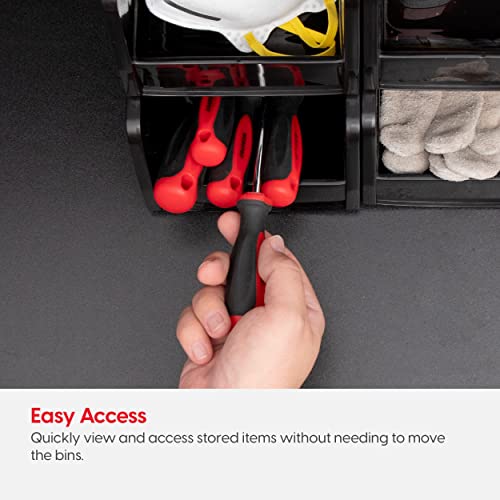 IRIS USA Stackable Storage Bins Open Front, 6 Pack, Plastic Hanging Organizer Caddy Basket for Hardware Crafts, Small Parts, Nuts and Bolts, Garage Tool Storage, Jumbo, Black - size: Jumbo - 6 Pack
