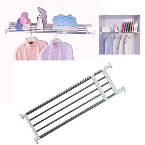 BAOYOUNI Tension Closet Shelves Stainless Steel Rustproof Storage Rack Bathroom Kitchen Organizer Shelf Dividers Ivory, 23.62-31.5 Inches - size: (23.62-31.50) IN