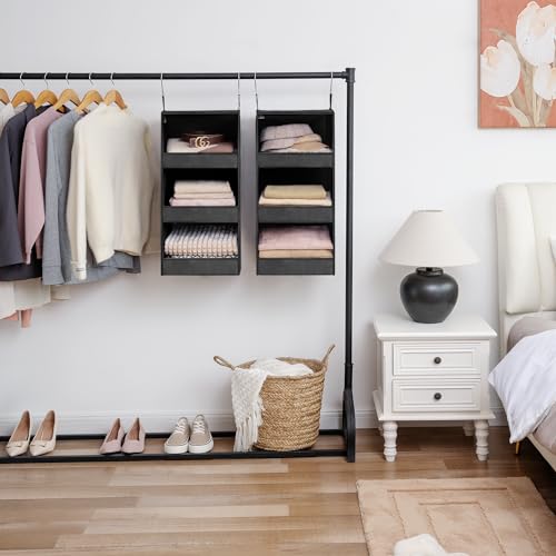 GRANNY SAYS Hanging Closet Shelf, 3-Shelf Foldable Hanging Organizers and Storage, Hanging Organizer for Camper Organization, Black, 2-Pack - color: 3-shelf Black, size: 2-Pack