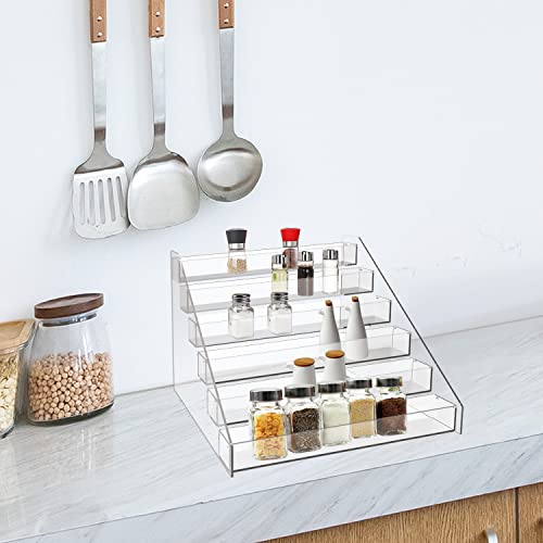 WUIVIUT Spice Rack Organizer For Cabinet, Acrylic Tier Spice Shelf Can Storage Organizer for Kitchen Pantry Countertop - size: 6 Tier - inner width 2''
