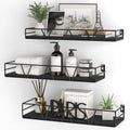 Amaoot Floating Shelves Set of 3, Home Wood Wall Shelf, Farmhouse Shelf for Bedroom, Wall Mounted Floating Shelf for Living Room, Bedroom, Bathroom, Kitchen, Office (Black 2) - color: Black 2