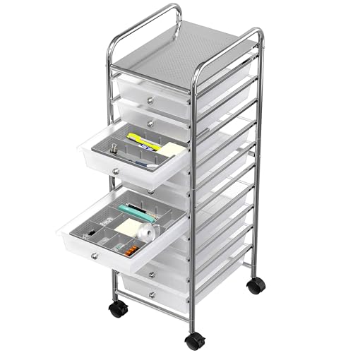 Simple Houseware Drawer Organizer Tray with 9 Adjustable Compartments, Gray - color: Gray, size: 1 Pack