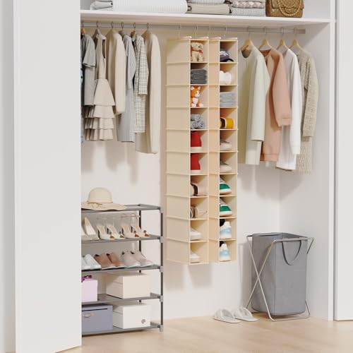 MAX Houser 10-Shelf Hanging Shoe Shelf Organizer, Hanging Shoe Storage for Closet (Beige) - color: Beige, size: 1-Pack
