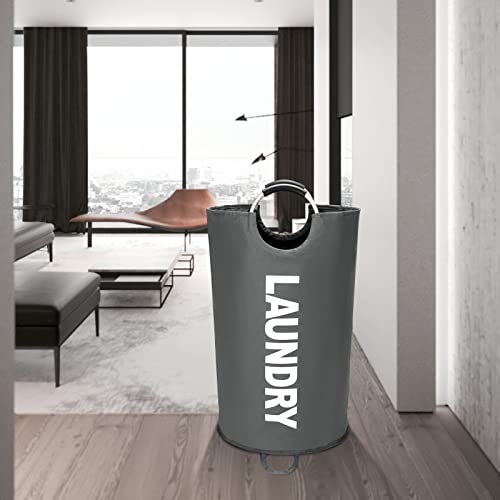 Maxsilan 125L X-Large Laundry Basket, Freestanding Tall Clothes Hamper, Collapsible Laundry Bag, Dark Grey - color: Dark Grey, size: 125L