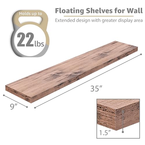 Sorbus Floating Shelves for Wall - 35 Inch Long Bathroom Shelves, Wall Decor for Bedroom, Kitchen, Living Room & Book Storage - Mounted Floating Shelf with Invisible Brackets (Mahogany, 2 Pack) - color: Mahogany, size: 35 Inch, style: 2 Pack