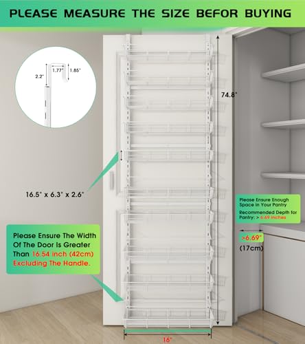 Mefirt White 10-Tier Over The Door Pantry Organizer, Pantry Organization and Storage, Metal Hanging Adjustable Basket, Wall Spice Rack Seasoning Shelves, Home & Kitchen Essentials - color: White, size: 10-Tier