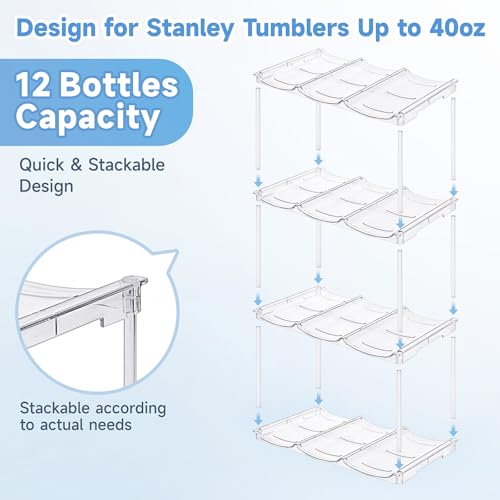 Stackable Water Bottle Organizer for Stanley 40 oz Tumbler, Water Bottle Holder for Cabinet, Pantry Kitchen Organizers and Storage for Stanley Cup Accessories, Tumbler Organizer and Wine Rack, 4Pack - size: SPO-JM-4Pack