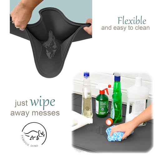 The Original Under Sink Mat - Silicone Waterproof mat, Trimmable, Easy to Clean, Kitchen cabinet liner, Under sink protector mats, Drip Tray with Lip (Dark Gray, 31" x 22") - color: Dark Gray, size: 31" x 22"