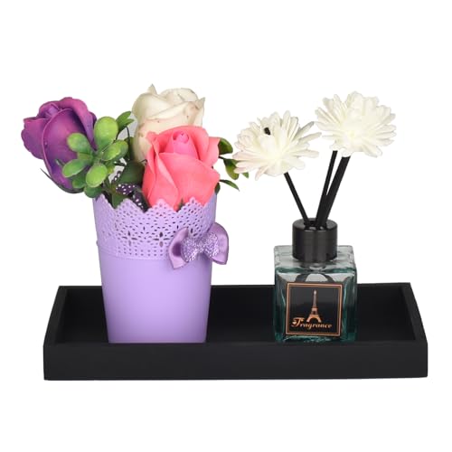 DNC 2PC 7.9" Small Bathroom Vanity Tray for Counter, Silicone Kitchen Sink Soap Tray for Countertop Dish Holder Dispenser Toilet Tank Desk Organizer Black - color: Black(2pc Small 7.9"), size: 7.9" x 3.9" x 0.7"