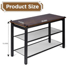 3-Tier Shoe Rack Bench, Hardwood & Alloy Steal Entryway Storage Organizer for Front Door Entrance, Bedroom, Living Room, 300lb Capacity (3-Tier Shoe Bench (Metal Mesh)) - size: 3-Tier Shoe Bench (Metal Mesh)