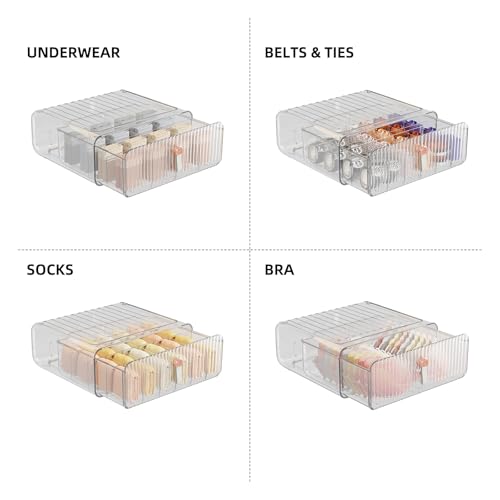 Socks Underwear Drawer Organizer Dividers, 16 Cell Stackable Closet Organizer, Plastic Underwear Drawer Storage for Clothing, Baby Clothes, Bra, Ties, Belts - color: Clear-16Cell-1 Pack