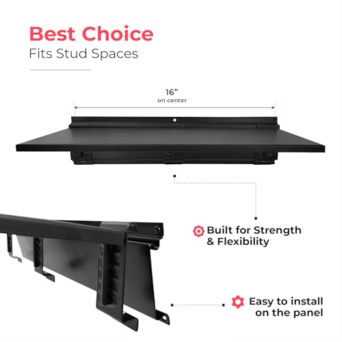 TIDYME Heavy-Duty Garage Wall Storage System | Wall Mounted Tool Organizer Rack with Shelving | 10-Piece Mounting Kit | Includes 4x10” Double-Layered Hooks & 2x16.5” Floating Utility Shelves - size: 64" (2 Shelves)