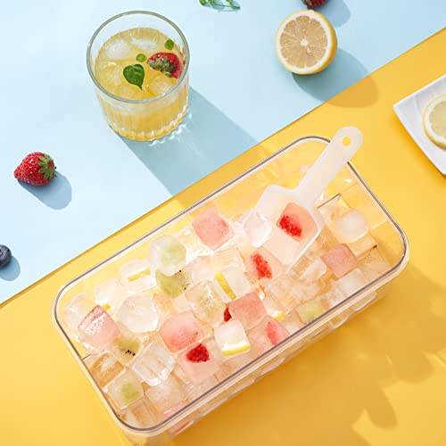Ice Cube Tray with Lid and Bin, PHINOX 96 pcs Ice Trays for Freezer, Ice Cube Trays for Freezer with 3 trays, Container, Lid & Ice Scoop, BPA Free - color: Blue, size: 1.0"-3tier