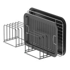 KORRTFID Kitchen Cabinet Organizer, Steel Cookware Holder, Divided Holder with 5 Slots for Skillets Baking Tray and Chopping Board Rack - Baking Pan Holder Storage (2 PCS) - style: 2 PCS