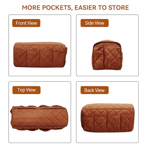 MEHIDFY Armchair Caddy, Waterproof Sofa Armrest Organizer, Non Slip Recliner Organizer, Remote Holder for Recline, Recliner Caddy with 14 Pockets Storage for TV Remote, Phone, Magazine (Brownish Red) - color: Brownish Red