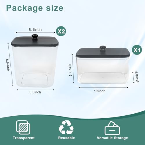 POLRAI 3 Pack Laundry Pod Containers and Dryer Sheet Holder with Bamboo Lids and Labels Laundry Room Organization Containers for Scent Booster Powder Detergent Pods Storage - color: Black, size: 2+1 Pack
