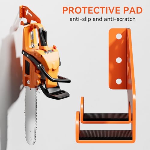 XZHXFX Chainsaw Hanger Wall Mount - Heavy Duty Chainsaw Holder for Garage Organization, Storage Shed Organizer, Chainsaw Rack with Protective Pad, Garage Tools, 1 Pack(Orange) - color: Orange 1 Pack