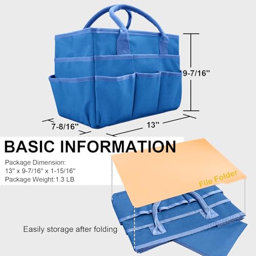 Cupohus Craft Organizer Bag, Art Supply Tote with Multiple Pockets, Portable Sewing Bag for Markers Scissors Brushes, Multi-Purpose Storage Case for Artists Crafters Hobbyists, Lightweight Travel Tote - color: Blue
