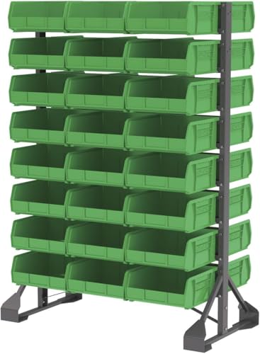 Akro-Mils 30235 AkroBins Plastic Storage Bins, Space-Saving Stackable Bins for Garage, Pantry, Craft Organization, 11" x 11" x 5", Green, 6-Pack - color: Green