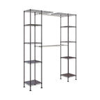 Seville Classics Closet Garment Organizer with Metal Hanging Rod Wardrobe Storage System, w/ Steel Shelves for Clothes, Shirts, Jackets, Coats, Blankets, Shoes, Satin Bronze, Expandable Rack - color: Satin Bronze