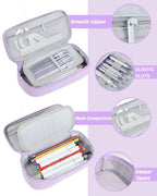 YOKUMA Pencil Case,Large Capacity Pencil Pouch,Aesthetic Zipper Pencil Box, Back to School Supplies for College Student Teen Adults,Travel Essentials,Electronic Cable Organize - color: Lilac