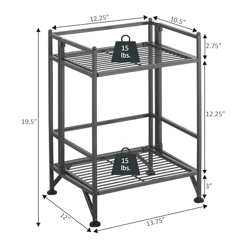 Convenience Concepts Xtra Storage Shelves - 2 Tier Folding Metal Organizer Shelf for Office, Closet, Laundry Room, Garage, Kitchen, Bathroom, & Bedroom, No Tools Assembly, Cobalt Blue - color: Cobalt Blue