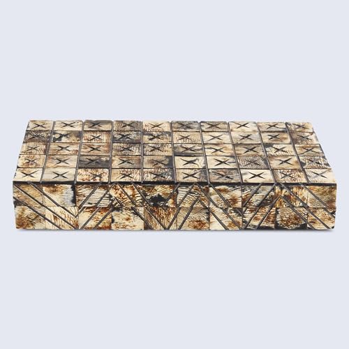 Handicrafts Home Large Decorative Storage Box 12x6– Coffee Table Organizer Box, Modern Home Décor Accent, Keepsake Memory Box, Jewelry Storage Box, Boho Decorative Box with Lid for Shelf, Mantle Decor - color: KEPT-PARADOX, size: 12x6x2 Inch