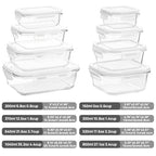 Vtopmart 8 Pack Glass Food Storage Containers with Airtight Lids, Glass Meal Prep Containers, Lunch Office Meal for Microwave, Oven, Freezer and Dishwasher, BPA Free - color: White