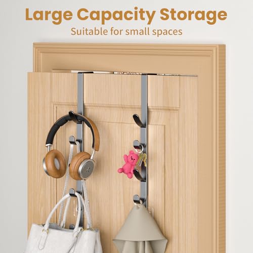 Over The Door Hooks, Metal Door Hooks for Hanging, Over The Door Purse Organizer for Door Coat Hanger, Back of Shower for Hanging Towel Rack Clothes, Hat, Bathroom, Closet (Black-2Packs) - color: Black, size: 2 Pack