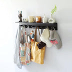 Entrance Coat Rack ，Coat Hooks, Wall-Mounted Wooden Hook Rack, Wall-Mounted Shelves are Very Suitable (Black Color Finish—A-1) - style: black color finish—A-1