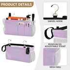 YETTASBIN Purple Bedside Caddy Hanging Storage Organizer Bag with 2 Straps & Hooks for Bunk Beds, College Dorm, Hospital Bed - Holder for Books, Phone, Magazine, Glasses, Keys