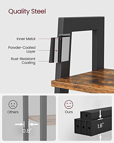 VASAGLE BARNET Collection - Ladder Shelf, Bookshelf, Storage Rack, Modern Bookcase for Living Room Home Office Kitchen, Steel Frame, 4-Tier, 22-Inch Wide, Rustic Brown and Ink Black ULLS44X - color: Rustic Brown + Ink Black, size: 4 Tiers (22"W), style: I