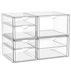 YFXCVSL Clear Stackable Storage Drawers, Acrylic Makeup Organizer with 7 Drawers, Bathroom Organizers and Storage, Plastic Bins for For Vanity, Undersink, Kitchen Cabinets, Pantry - size: 7 Drawers
